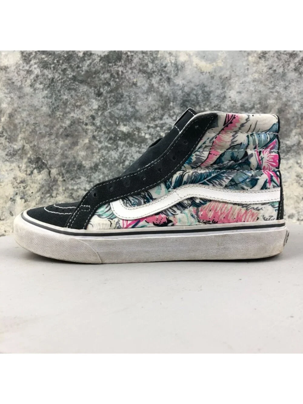 Vans Unisex Size 5.5M 7W Sk8-Hi Slim Island Vibes Grey White Blue Pink Sneakers